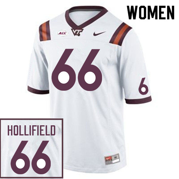 Women #66 Jack Hollifield Virginia Tech Hokies College Football Jerseys Sale-White